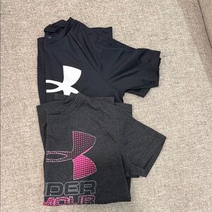 Under Armour Kids' Black and Pink Short Sleeve Tees